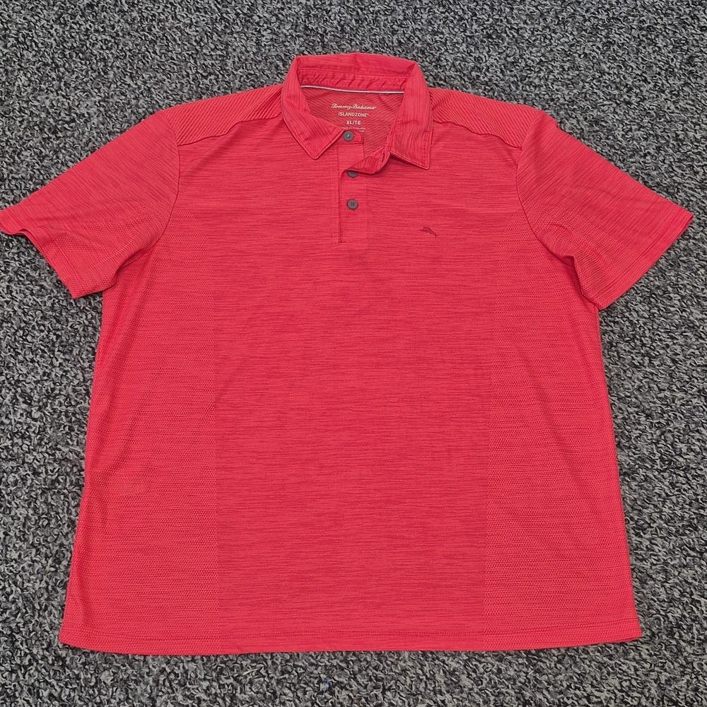 Tommy Bahama IslandZone Polo Shirt Mens XL Red Heather Golf Performance - Picture 2 of 8